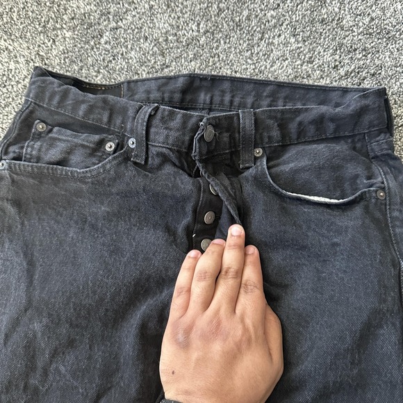 Levis 501 Jeans Mens 31x30 Black Button Fly Straight Leg Denim‎ Classic Original - Picture 5 of 16